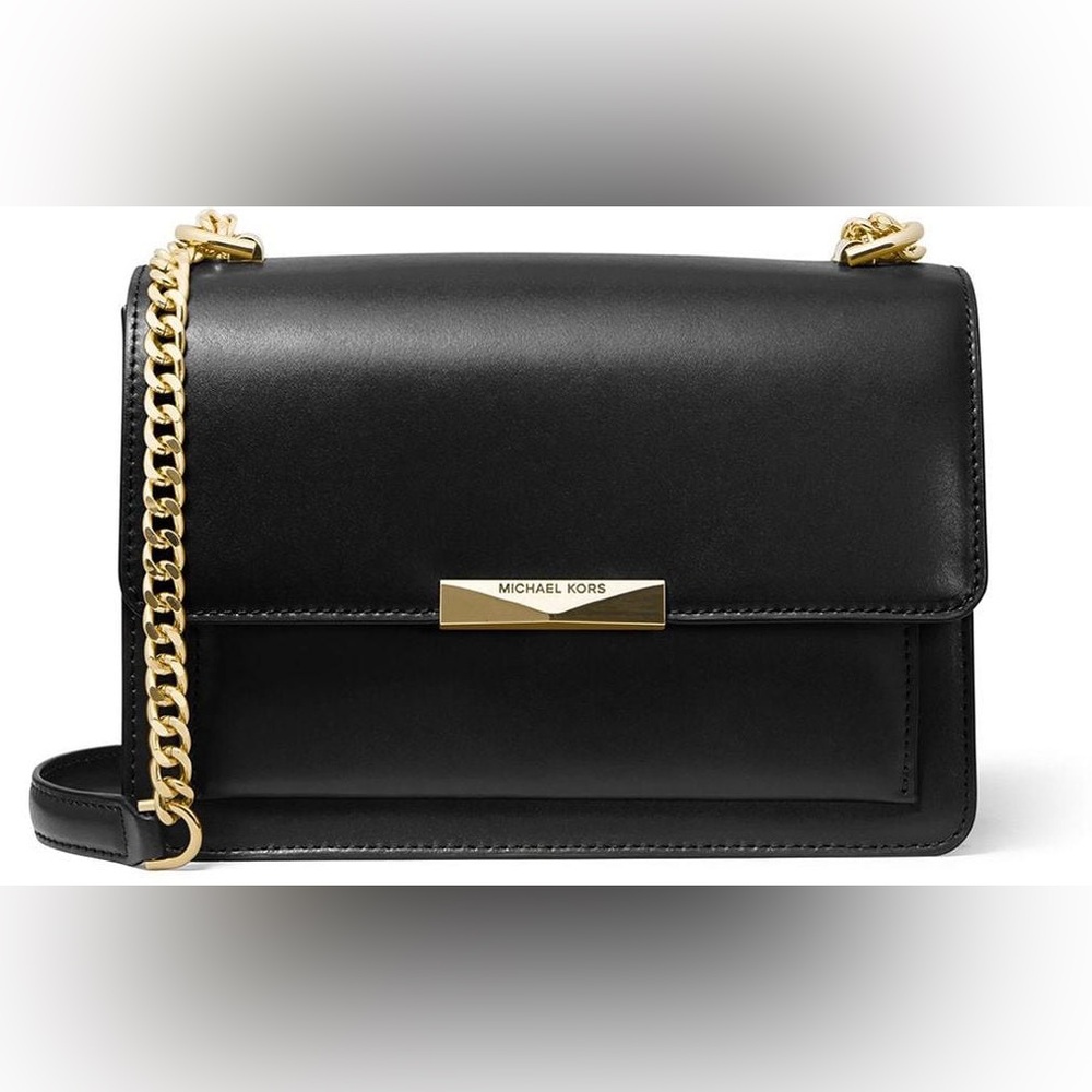 Michael Kors Black Leather Shoulder Bag, Jade , black